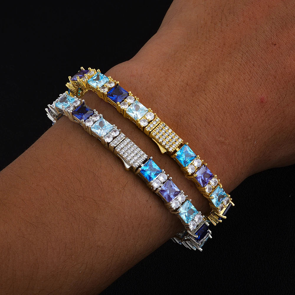 Tennis Necklace Stainless Steel Blue Gradient CZ