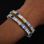 Tennis Necklace Stainless Steel Blue Gradient CZ