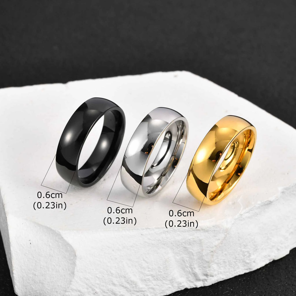Vnox 3pcs/set Men's Stainless Steel Rings Set, Black Silver Gold Color Wedding Band, Anniversary Birthday Party Jewelry