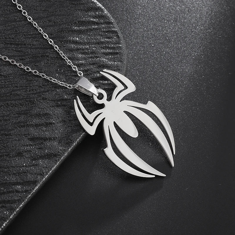 Stainless Steel Simple Personalized Spider Pendant Necklace Men and Women Fashion Party Pendant Jewelry Gift