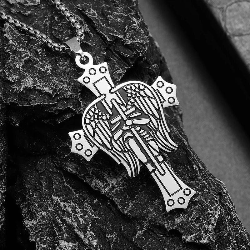 Male Black Plated St Peter's Inverted Cross Pendant Necklace for Men Stainless Steel Choker Crux de Sanctus Petrus