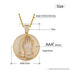 Trendy Round Zircon Copper Pendant Necklace for Men Fine Hip Hop Jewelry Pendant with Rope Chains