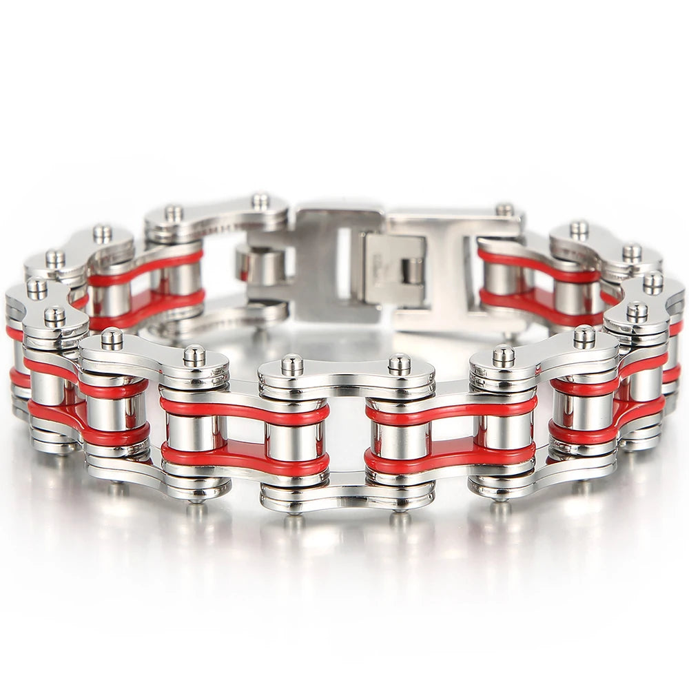 Rock And Roll Men's Bracelet Motorcycle Chain Mechanical Bracelets for Man 316L Stainless Steel Hand Jewelry