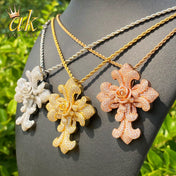 Cross Stainless Steel Set — Rose Flower 5A CZ