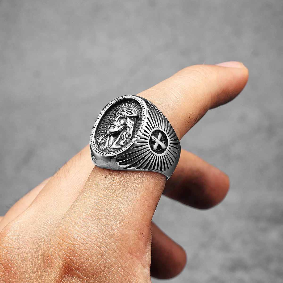 Cross Jesus Ring Stainless Steel