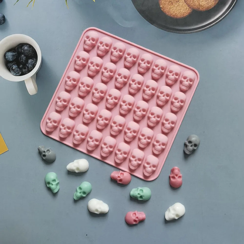 40 Holes Skull Ice Cube Silicone Mold Halloween Creative Decoration Reusable Bar Party Ice Making DIY Candy Chocolate