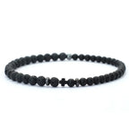 Bicolor Natural Stone 4mm Beaded Bracelet for Men — Elastic