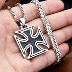 Vintage 316L Stainless Steel Cross Pendant Necklace For Men Fashion Classic Knights Templar Iron Necklaces Biker