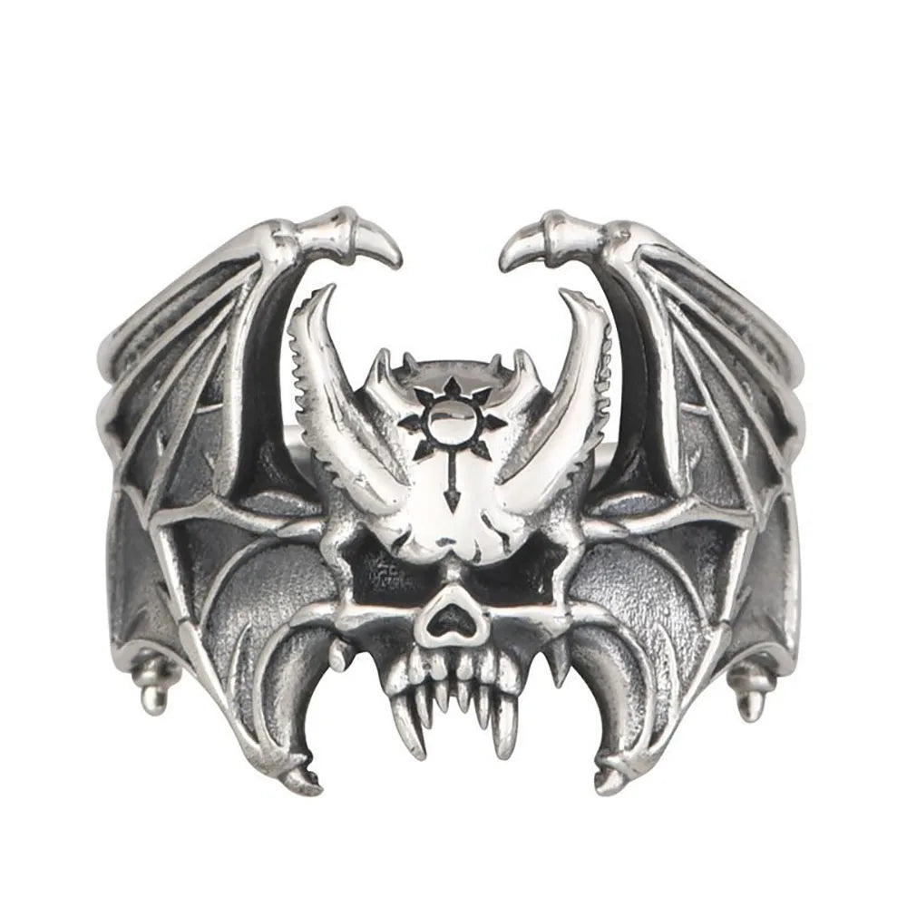 Skull Bat Adjustable Ring Halloween Women Men Punk Biker Cocktail Gothic Fashion Jewelry