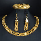 Chunky Chain Cross Collar Necklace Earrings Bracelet Set