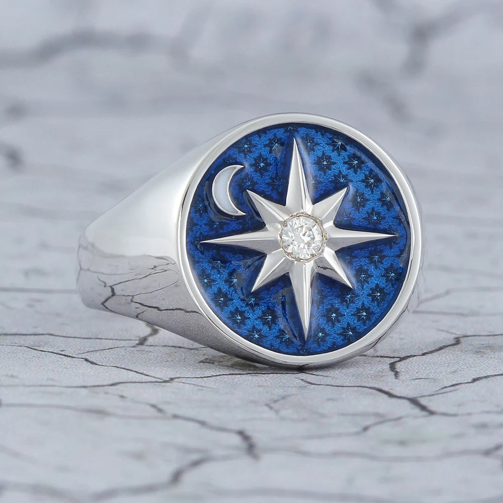 North Star Moon Ring — 925 Silver