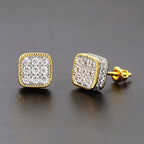 Hip Hop 8MM Square Stud Earrings For Women Men Iced Out Bling Micro Full Pave Rhinestone CZ Stone Earring Trendy Jewelry OHE127
