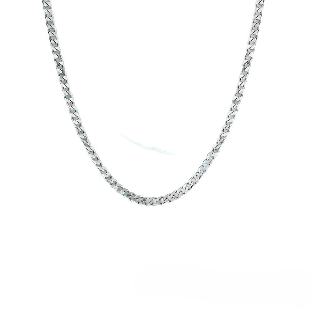 Hip-hop Trendy Sliver Color Stainless Steel Long Cuban Chain Necklace for Women Men Couple Does Not Fade Collar Chain Jewelry