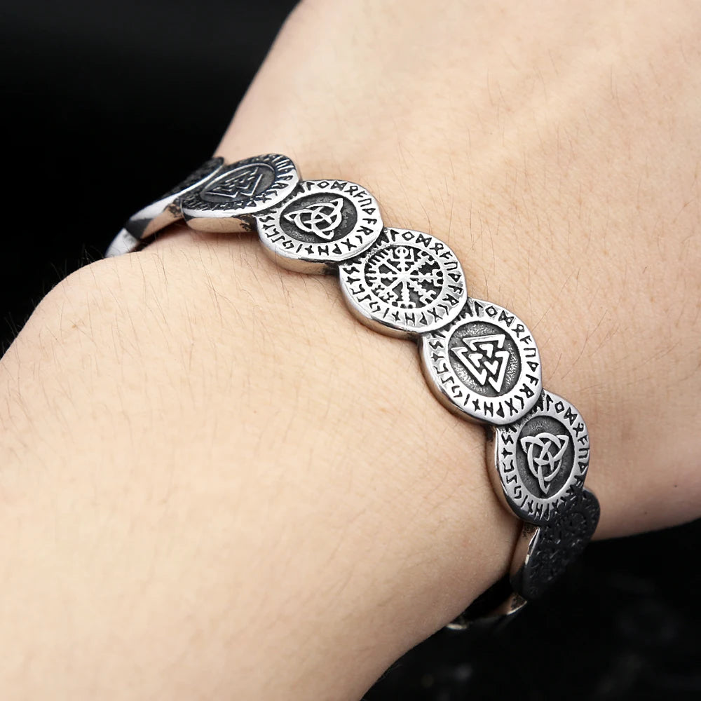 Valknut Compass Bracelet — Stainless Steel