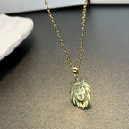 Stainless Steel Cut Lion Necklace Gold Plated Pendant Lion Pendant Engraved Disc Charm Wild Lion Men and Women