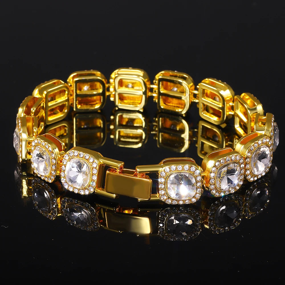 13mm Crystal Tennis Bracelet Iced Out Chain Bracelets For Women Men Bling Pink Rhinestone Hip Hop Lady Bracelet Fashion Jewelry