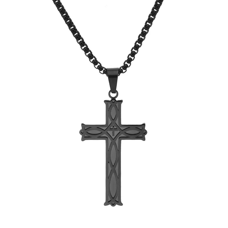 Irish Knot Cross Necklace for Men Boys,Punk Stainless Steel Pendant Necklace,Viking Jewelry Gifts