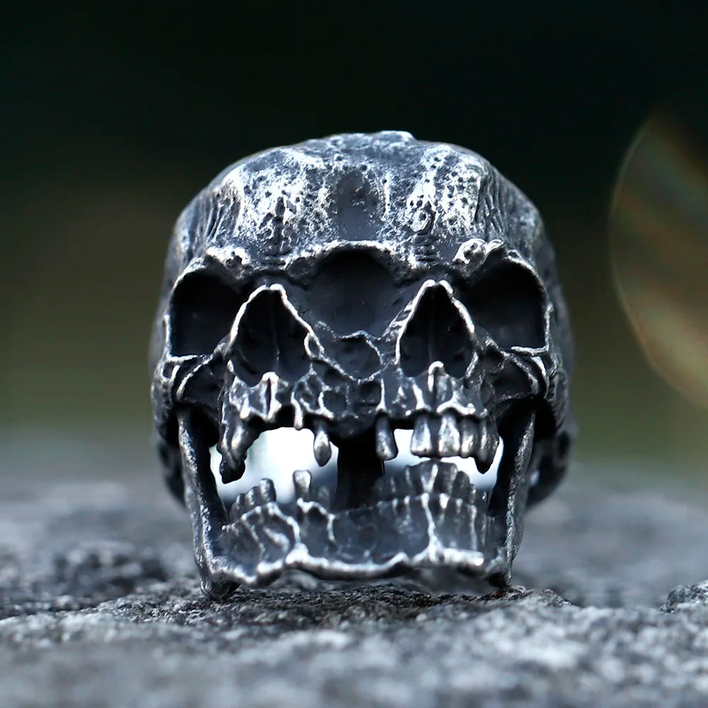 NEW Men's 316L stainless steel Double headed Skull ring Gothic Biker PUNK Motorcycle Band Jewelry for Gifts free