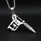 Vintage Stainless Steel Tattoo Machine Tool Pendant Necklace For Men Women Punk Hip Hop Tattoo Artist Gifts Jewelry