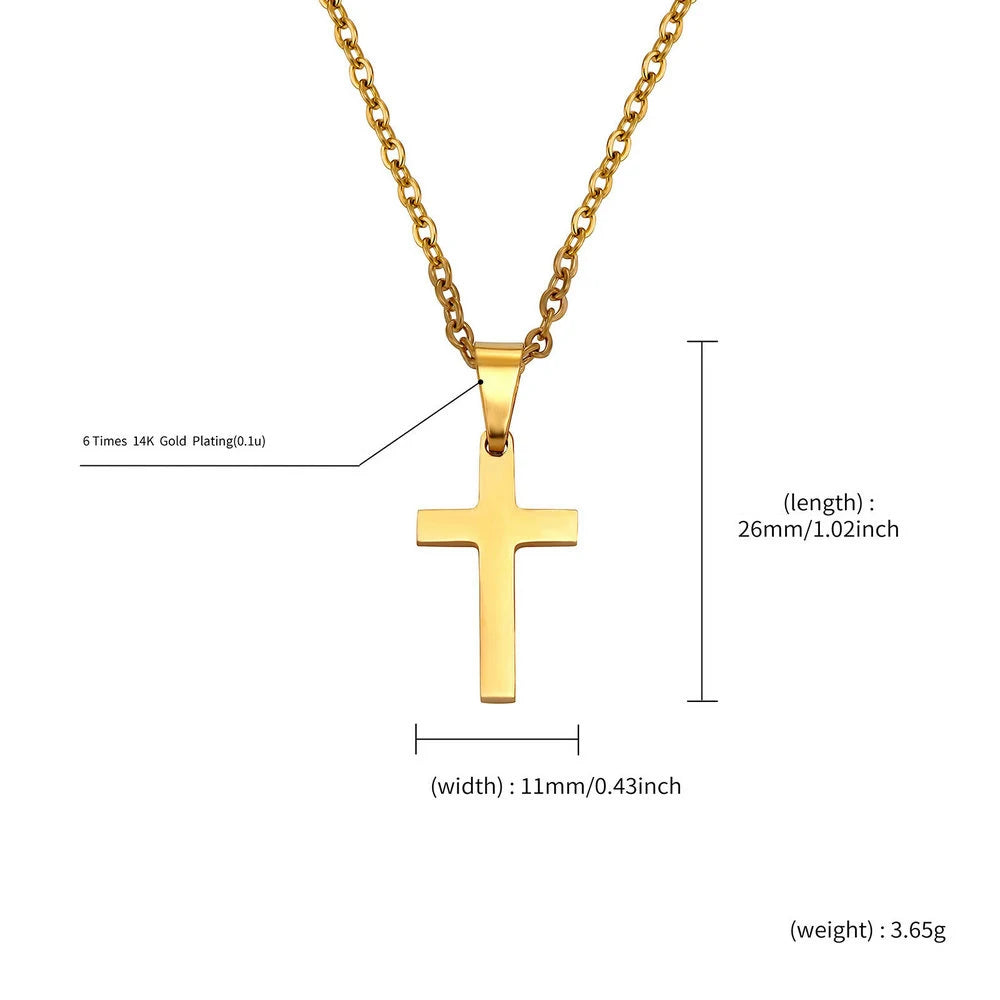 Stainless Steel Cross Pendant Necklace Minimal