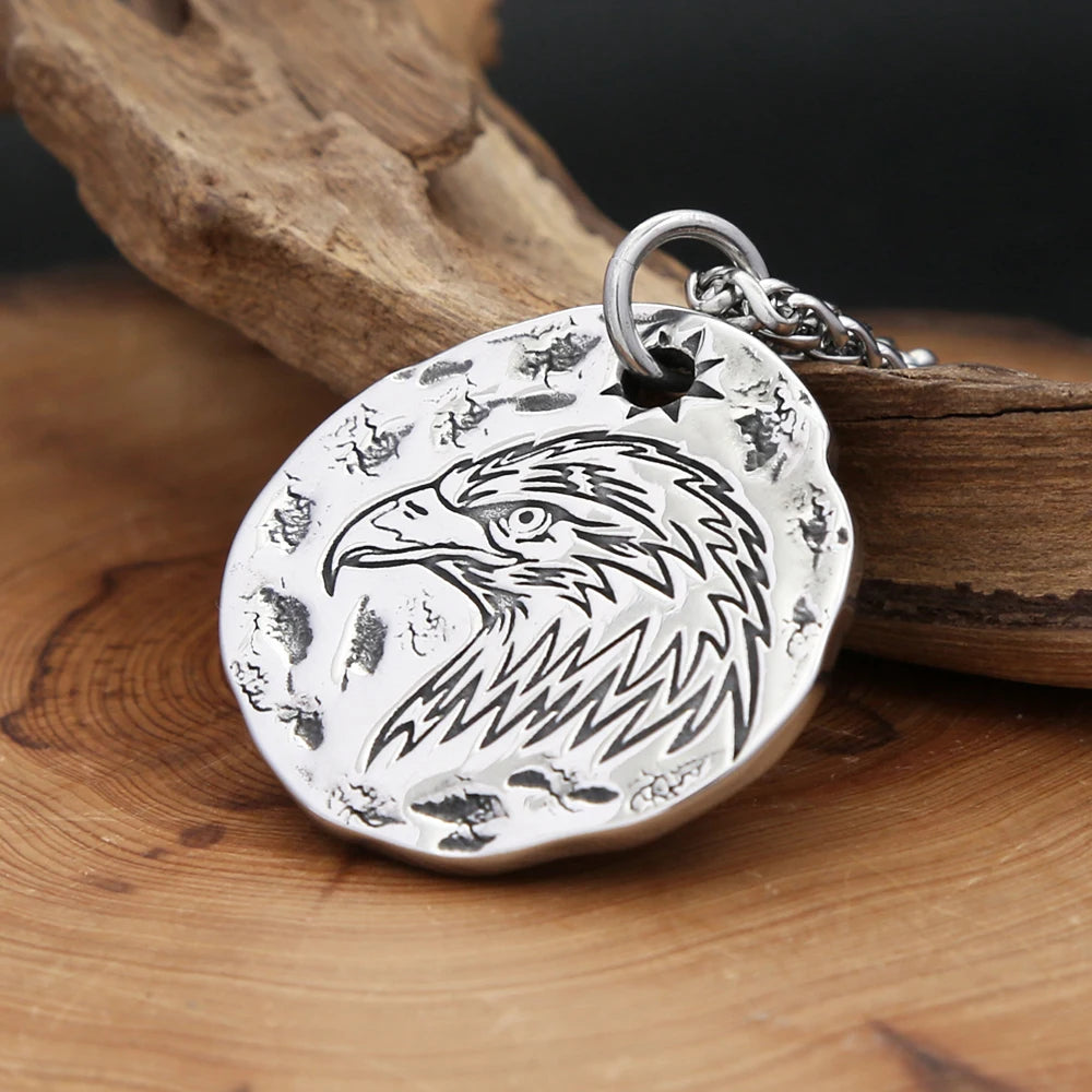 Eagle Steel Pendant Vintage Head 316L American