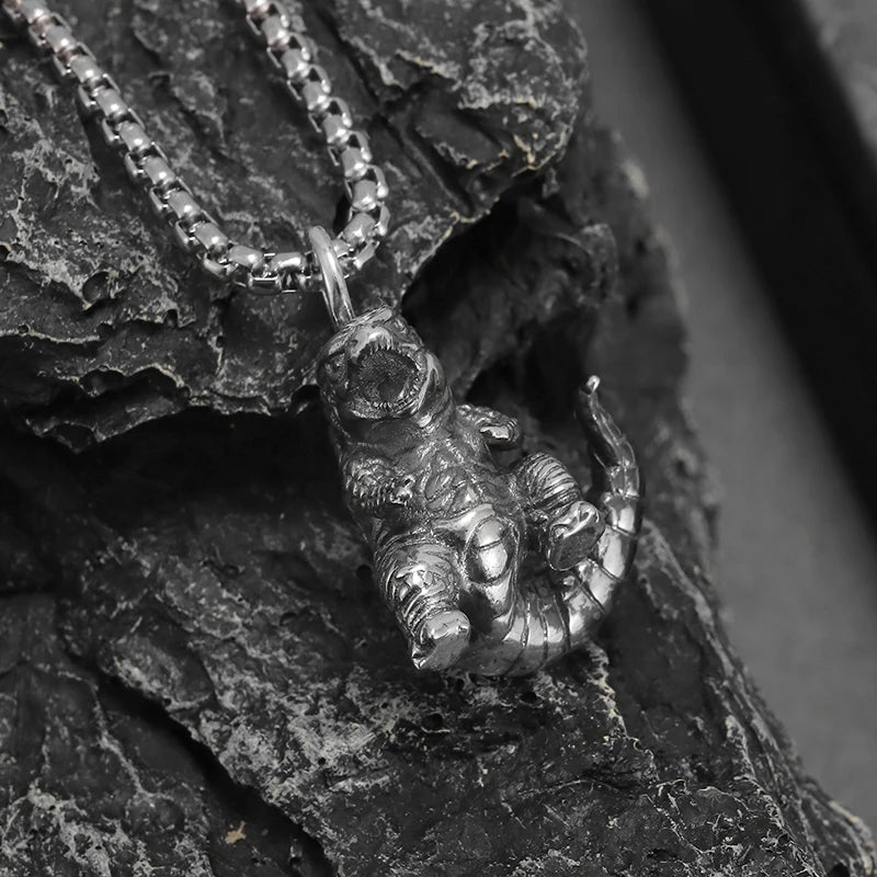 Personalized Cute Dinosaur Beast Animal Pendant Necklace Retro Punk Trendy Jewelry Boy Gift