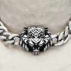 Vintage Domineering Tiger Lion Head Charm Bracelet For Men Women Stainless Steel Fashion Gothic Animal Jewelry Gift