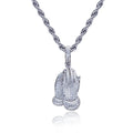 Iced Out Praying Hand Pendant — 925 Silver