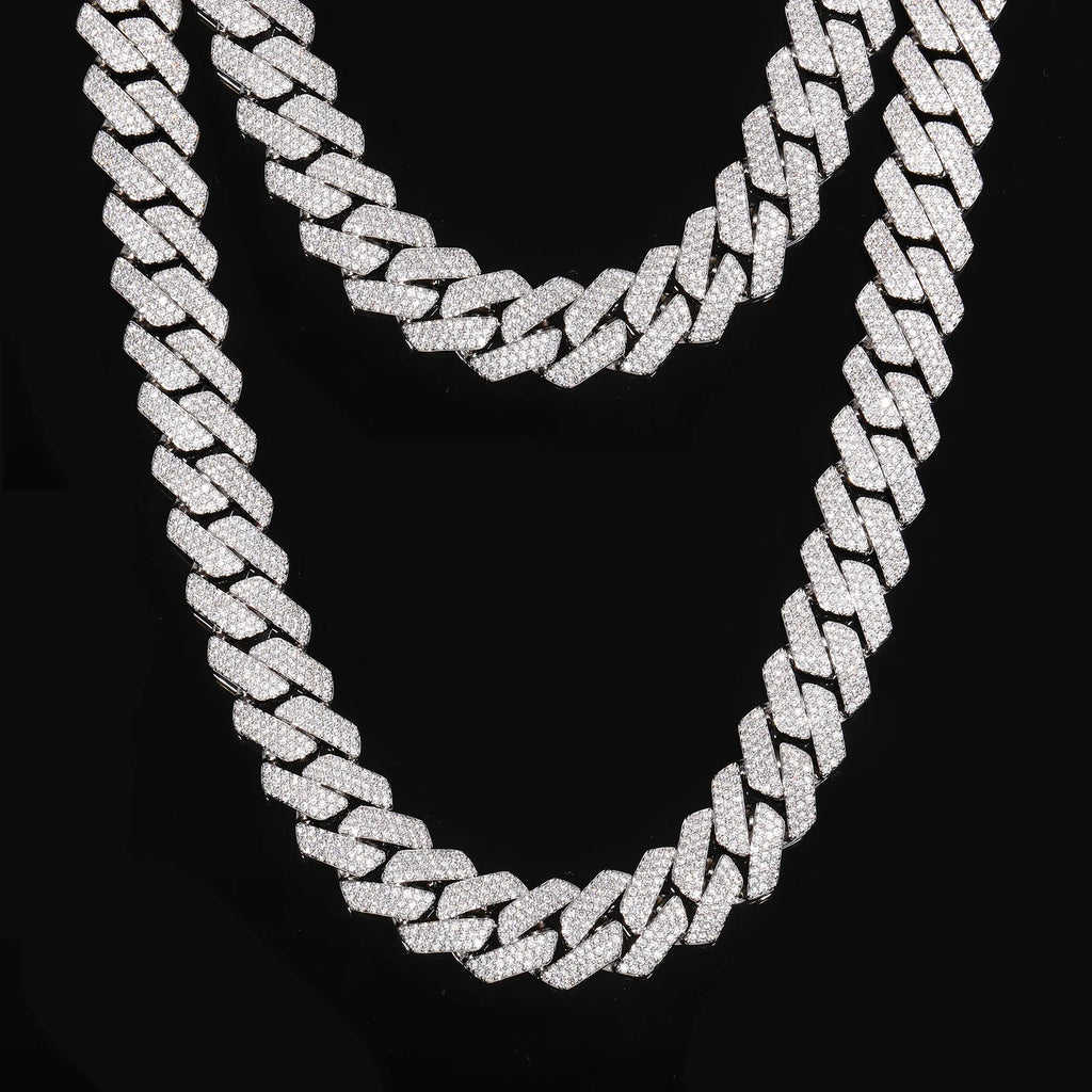 Iced Out CZ Pavé Rhombus Pendant Necklace, 16mm