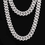 Iced Out CZ Pavé Rhombus Pendant Necklace, 16mm