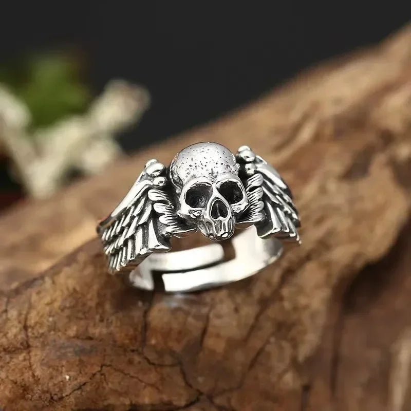 Devil Angel Wings Skull Ring — Gothic