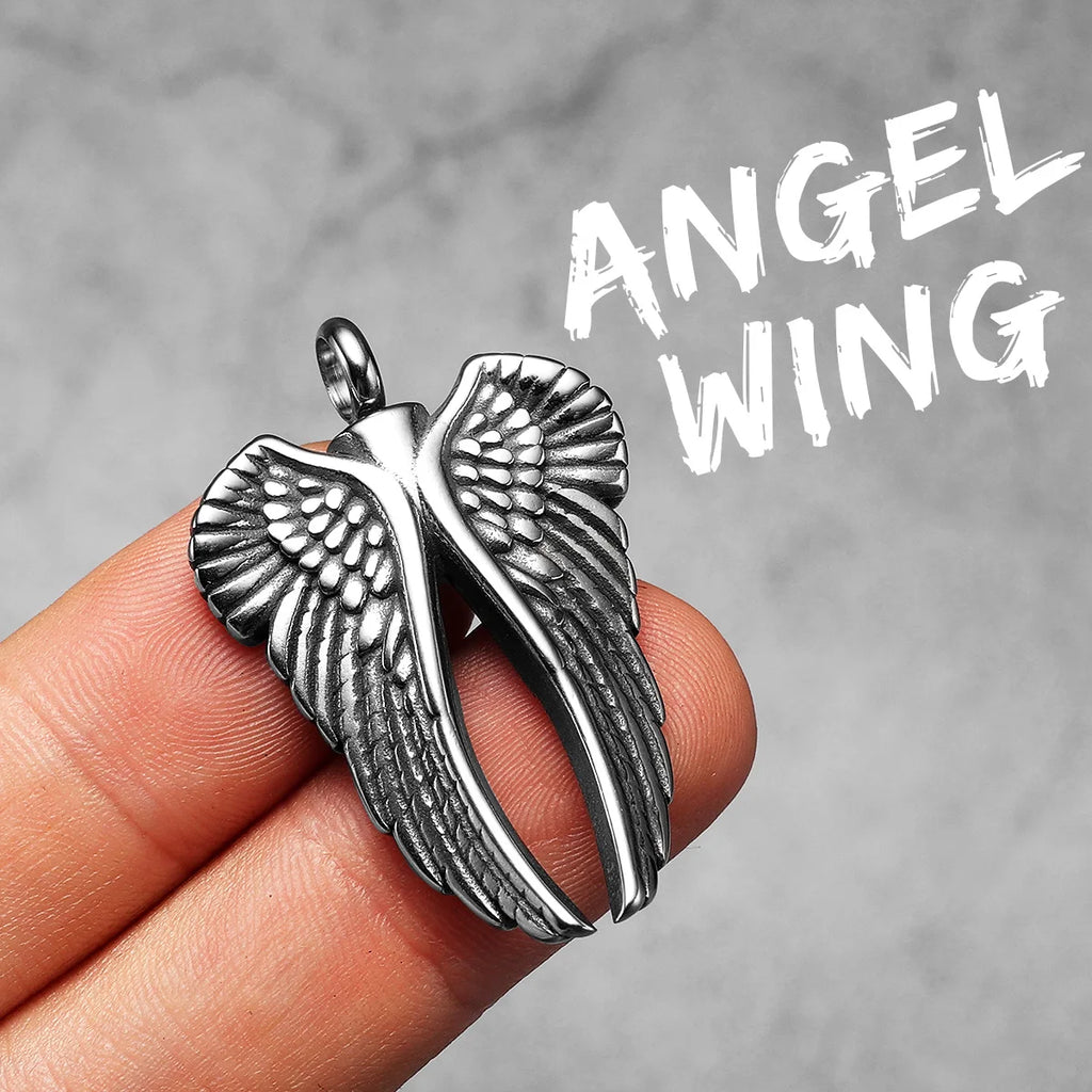 Angel Wing Urn Pendant — Stainless Steel