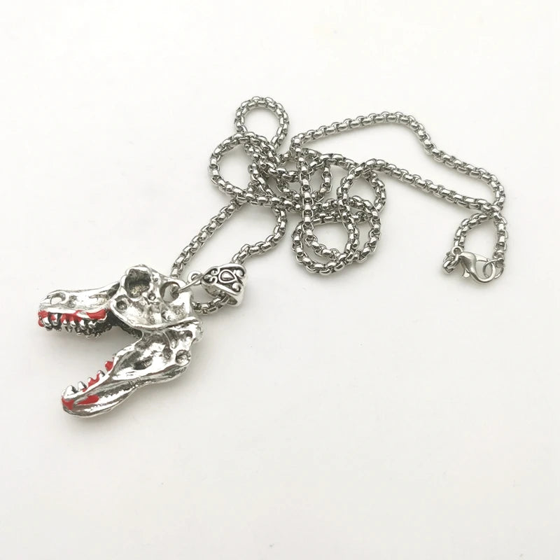 Gothic T-Rex Dinosaur Skull Necklace — Zinc Alloy