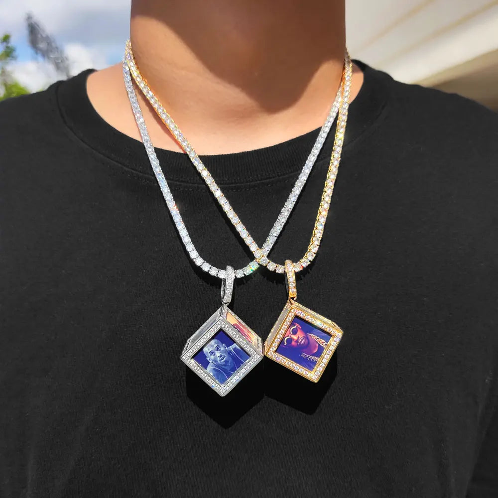 Statement Photo Pendant Necklace Memory Cube