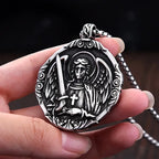 Saint Michael Archangel Cross Pendant Stainless Steel Vintage Classic Archangel Amulet Necklace For Men Women Fashion Jewelry