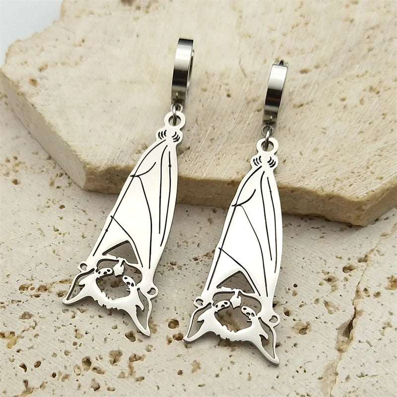Gothic Silver Pendant Dark Style Owl Long Drop