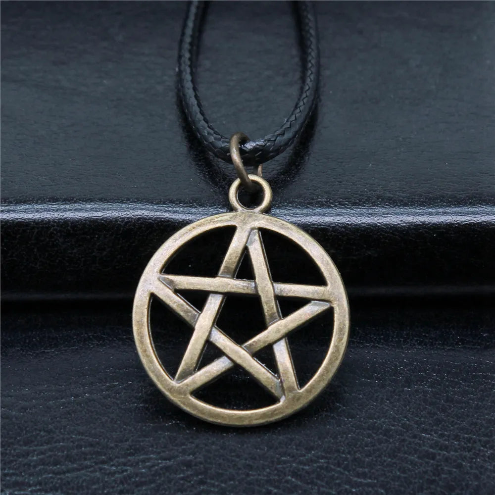 Pentagram Pendant Necklace for Men 45cm Chain