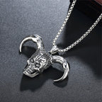 European And N Jewelry Titanium Men Hip-hop Necklace Stainless Steel Joker Head Horn Skull Pendant Personality Accessories