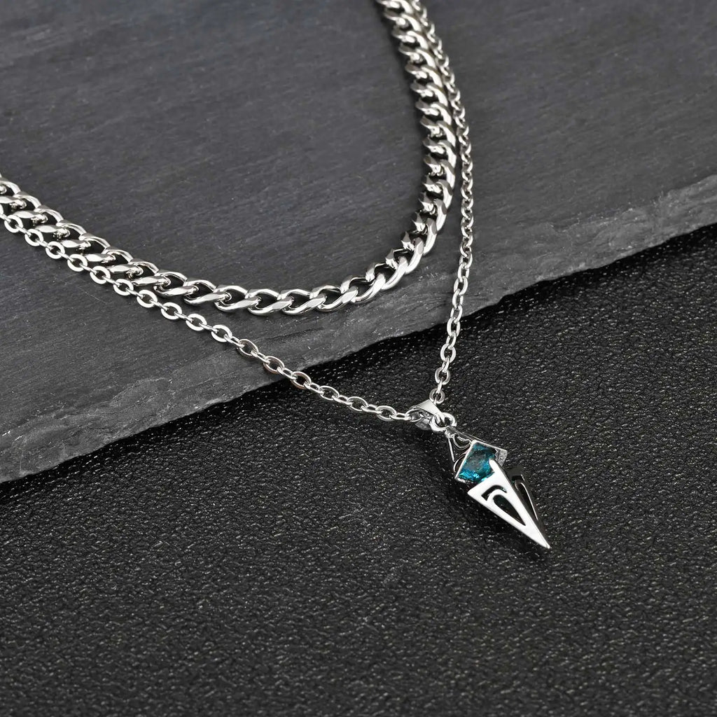 Blue Stone Layering Necklace — Stainless
