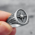 316L Stainless Steel Rings North Star Shining Fashion Men Cool Ring for Friend Rider Biker Jewelry Unique Best Gift