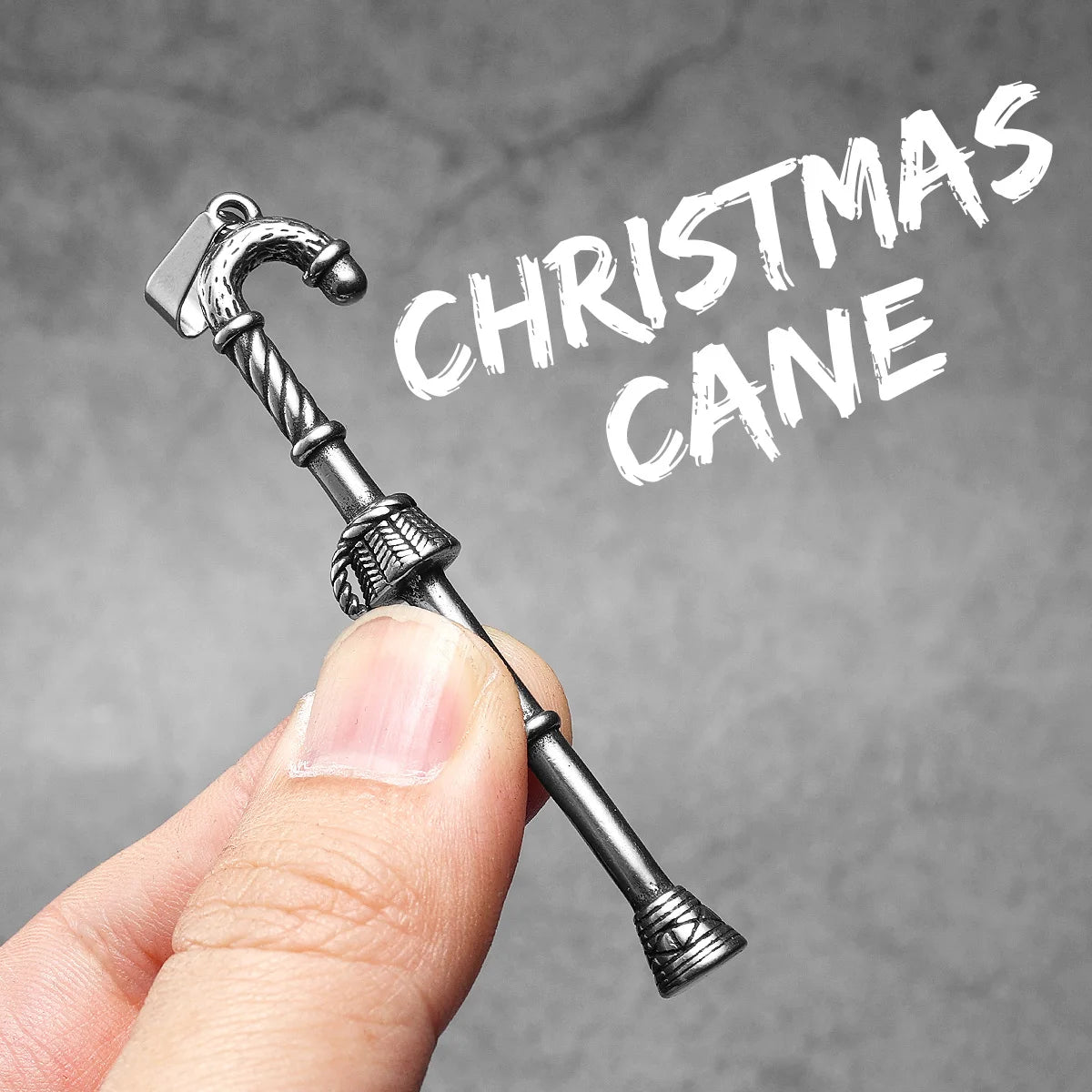 Christmas Candy Cane Pendant — Stainless Steel