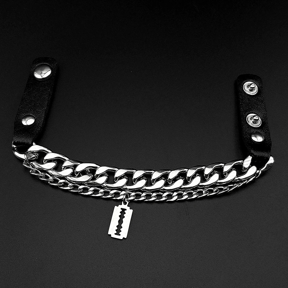 Vintage Razor Blade Statement Bracelet — Stainless Steel