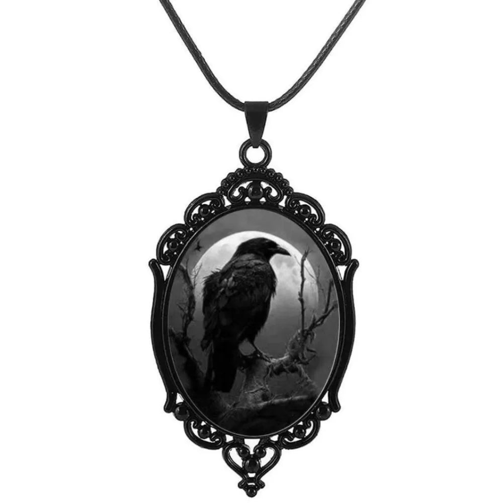 Gothic Crow Pendant Necklace