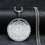 Lotus Mandala Pendant Necklace — Stainless