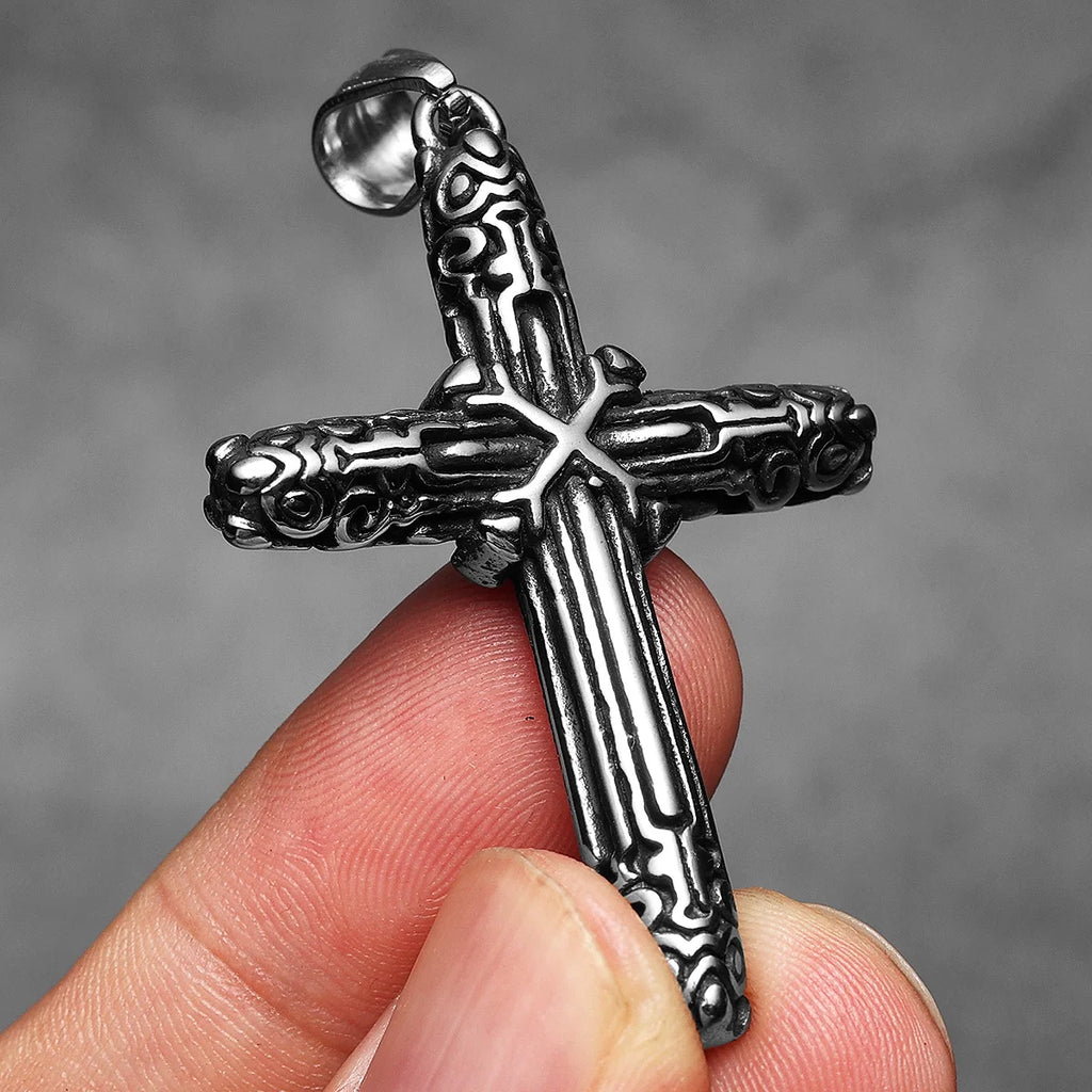 Cross Amulets Men Necklaces Stainless Steel Pendant Chain Women Fashion Carving Jewelry Punk New In Accessories Gifts Wholesale