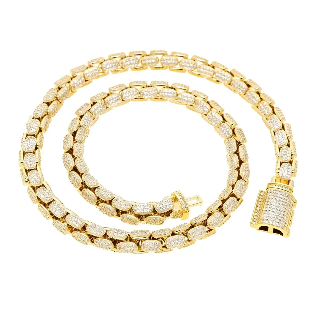 Iced Out Bling Zircon Pave Reptile Snake Chain CZ Miami Box Clasp Cuban Link Chain Necklace Hip Hop Fashion Men Jewelry