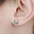Edgy Gothic Skull Screw Back Stud Earrings Stainless Steel Non Tarnish Unisex Statement Jewelry