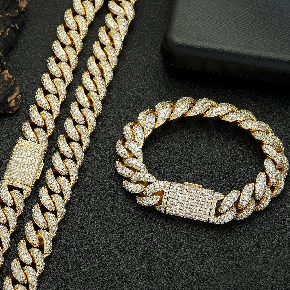 Cuban Chain Necklace Iced Out Gold 15MM
