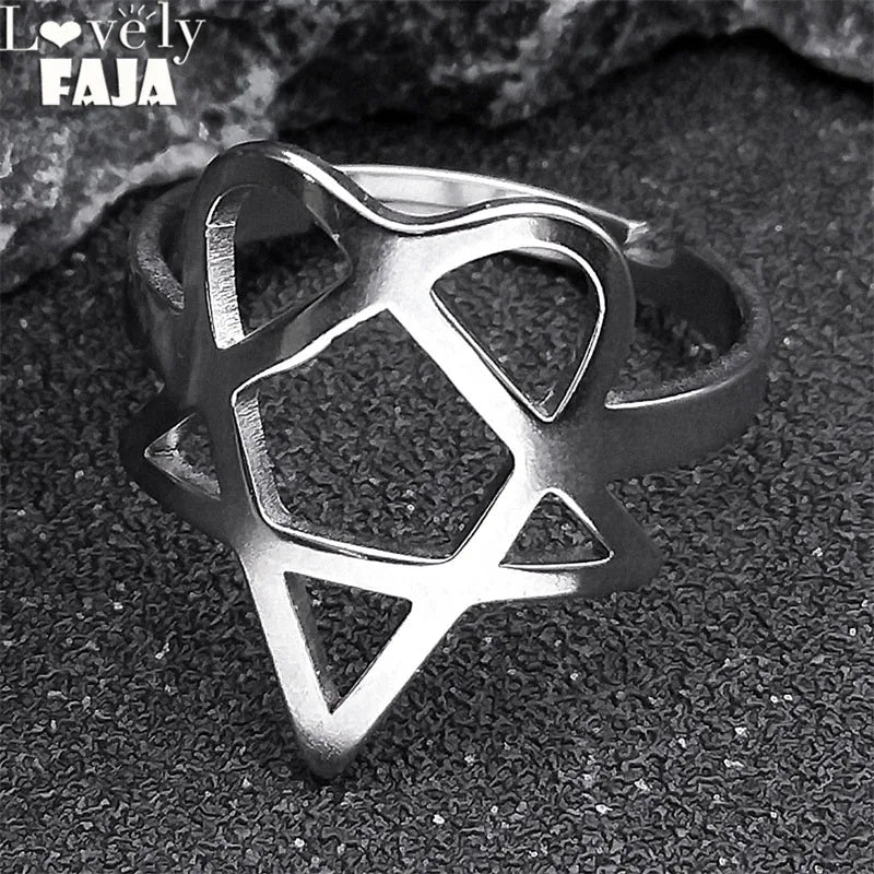 Steel Ring Heartagram Symbol Him Music Band Hollow