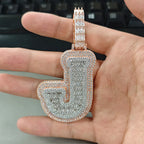UWIN Customized Initials Baguettecz Pendant Necklaces Iced Out 2 Tone Letters Charms for Men Fashion Jewelry